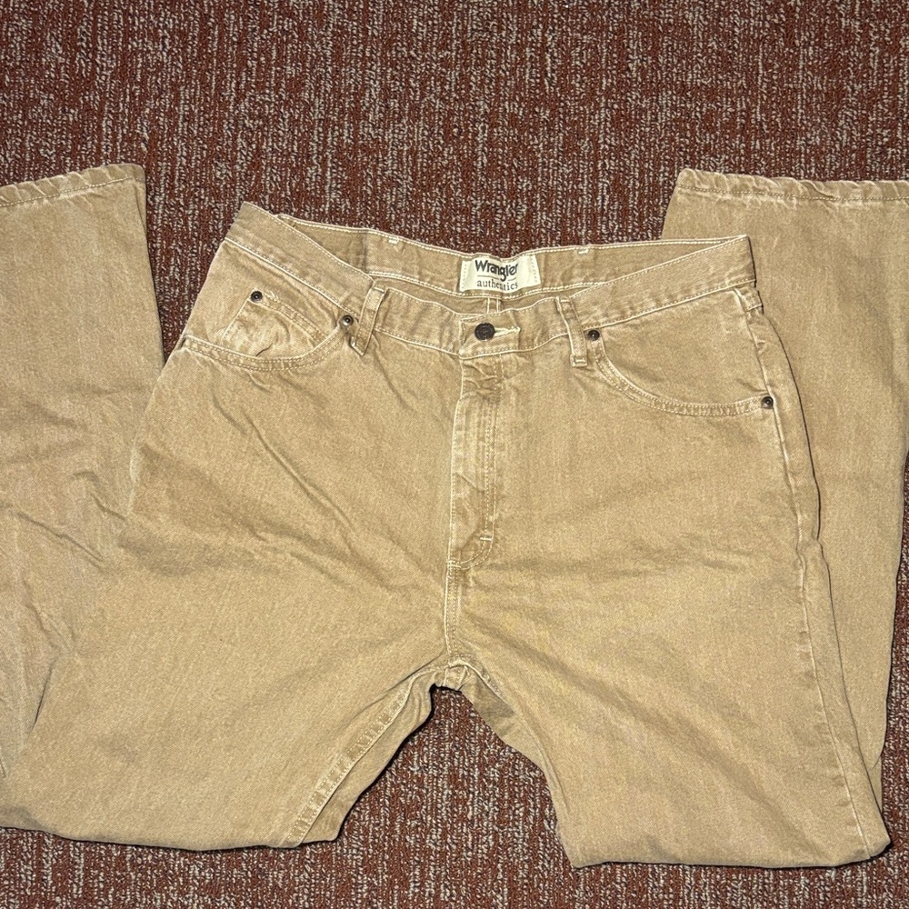 Wrangler Men's Khaki jean western cowboy riding beige khaki denim 38x32 straight